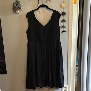 Black A-Line V-Neck Active Dress